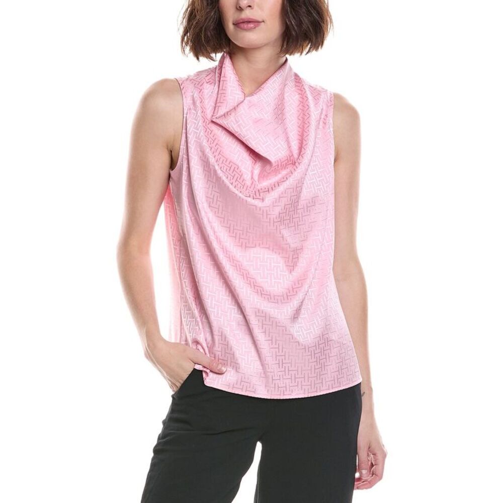 Halston Womens  Sleeveless Cowl Neck Monogram Top